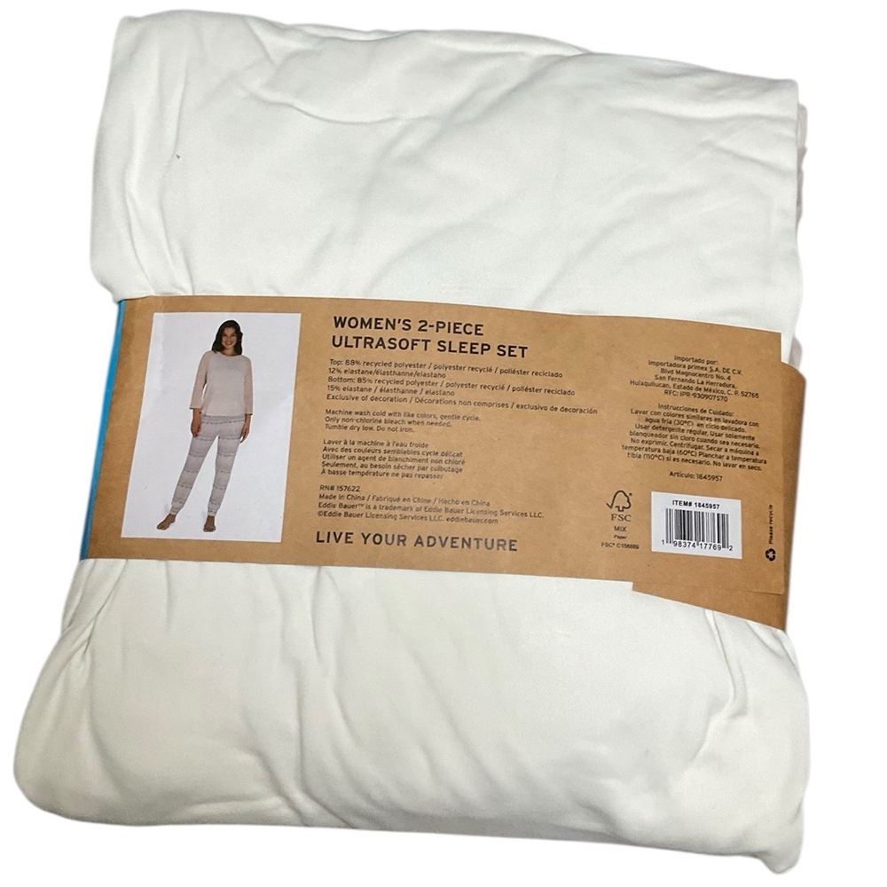 Eddie Bauer Women's Pajama Set Sleepwear Cream Pink Size 3X NWT - Picture 7 of 7